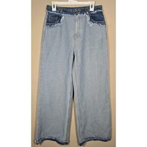 So Me Womens Lightwash Wide Leg Denim Jeans Size LARGE